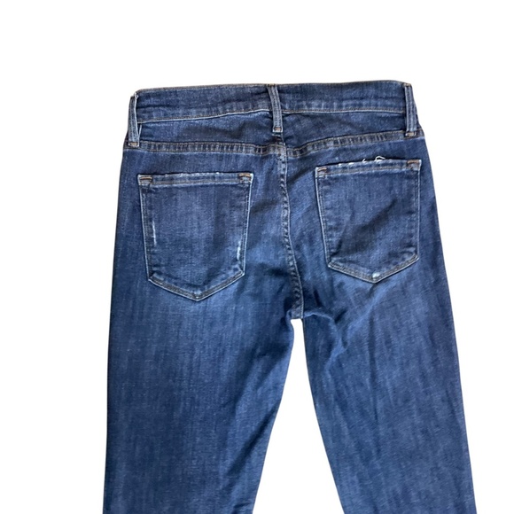 FRAME Le Skinny de Jeanne Women’s Skinny Jeans Size 28 Dark Wash Distressed Raw - Picture 4 of 9